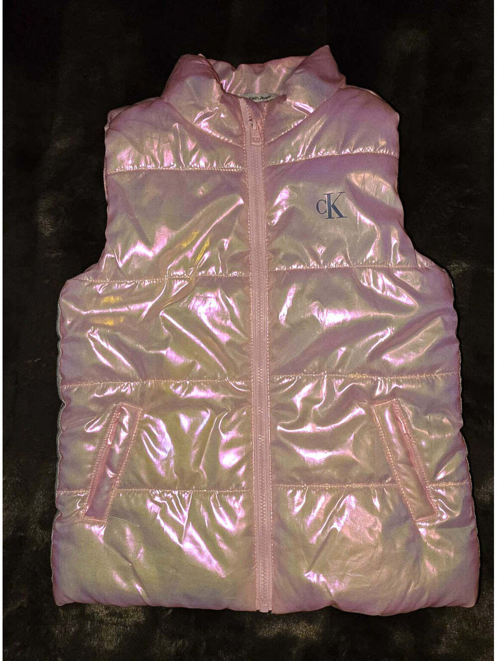 Calvin Klein Jeans Girls 5 Pink Puffer Vest Full Zip Pockets Polyester